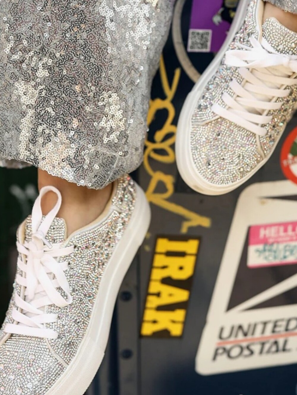 Betsey Johnson Silver Crystal Lace-Up Sneakers - Picture 3 of 12